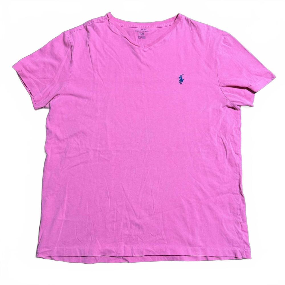 Polo Ralph Lauren Pink V-neck t-shirt Ladies M Medium Tennis Preppy